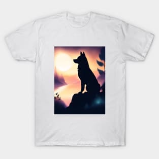 Dog Watching Sunset T-Shirt